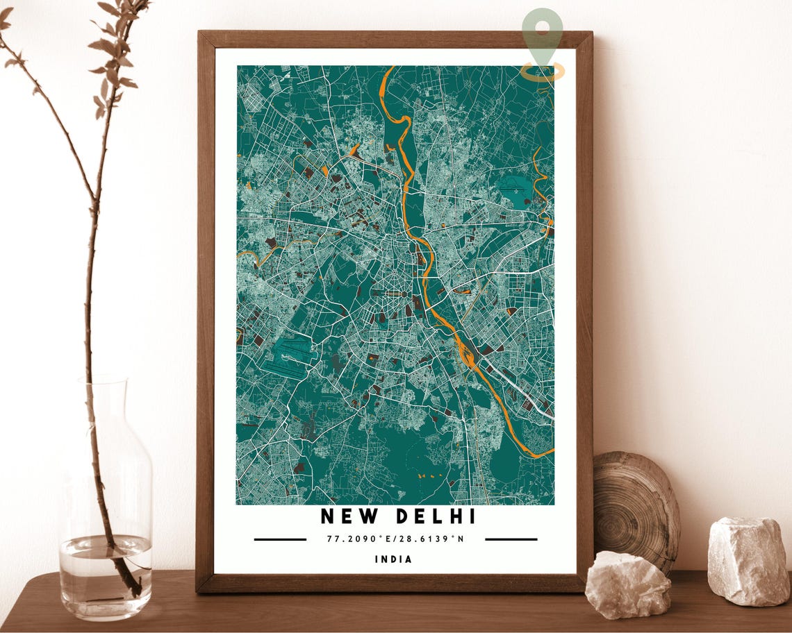 New Delhi Map New Delhi Map Print New Delhi Wall Art New Delhi Travel Poster New Delhi Poster New Delhi Photo New Delhi India Poster