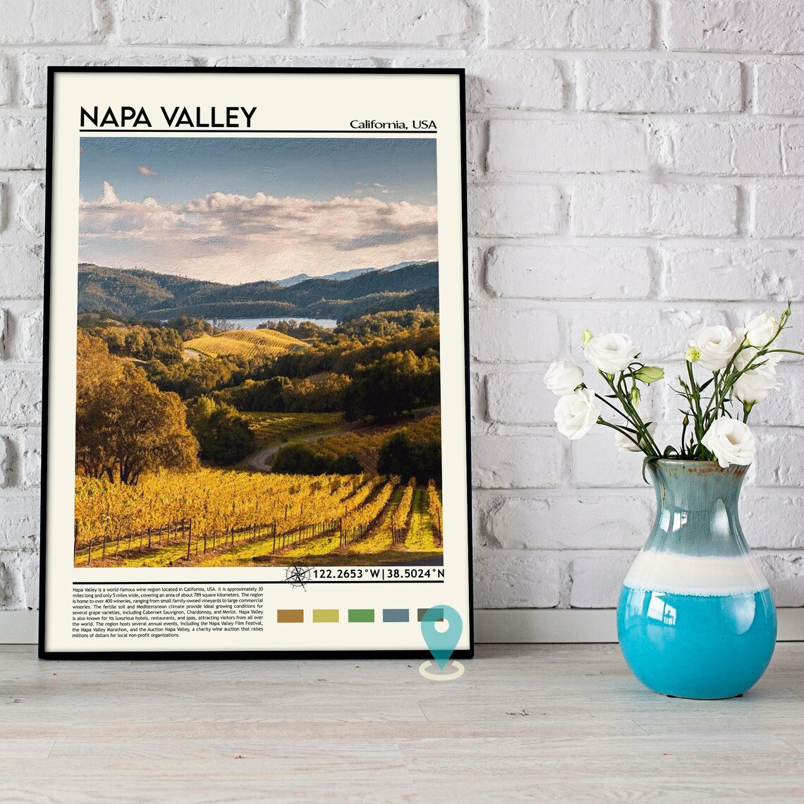 Napa Valley California Vineyard Autumn Hills Wine Country Poster - Image 5