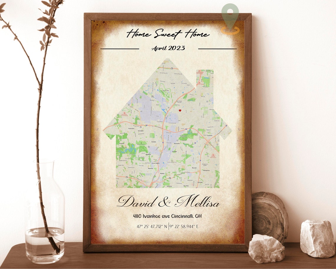 Personalized Home Sweet Home House Shaped Cincinnati Map Print - Image 4