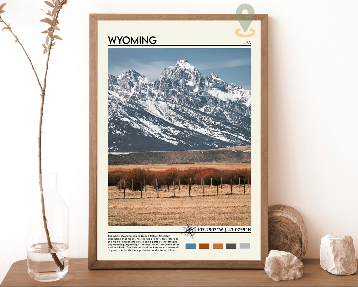 Wyoming Travel Poster Wyoming Print Wyoming Wall Art Wyoming Vintage Poster Wyoming Photo Wyoming Poster Print Wyoming Wall Decor