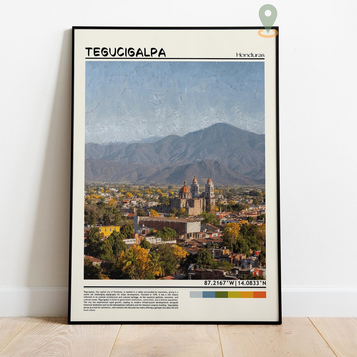 Tegucigalpa Honduras Cathedral Domes Mountain Cityscape Poster - Image 4