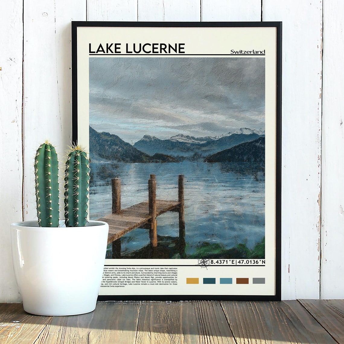 Lake Lucerne Print Lake Lucerne Poster Lake Lucerne Wall Art Lake Lucerne Travel Print Lake Lucerne Artwork Switzerland Travel Print - Image 3