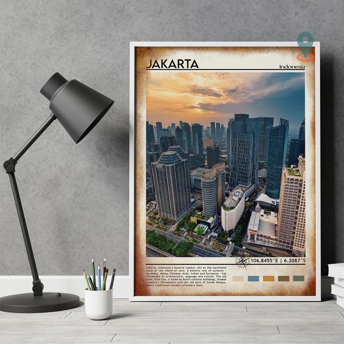 Jakarta Print Jakarta Art Jakarta Poster Jakarta Photo Jakarta Poster Print Jakarta Painting Indonesia Travel Poster Vintage Poster - Image 4