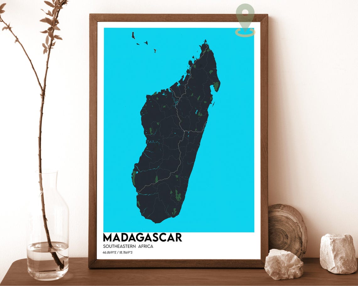 Madagascar Southeastern Africa Mustard Yellow Map Art Poster - Image 6