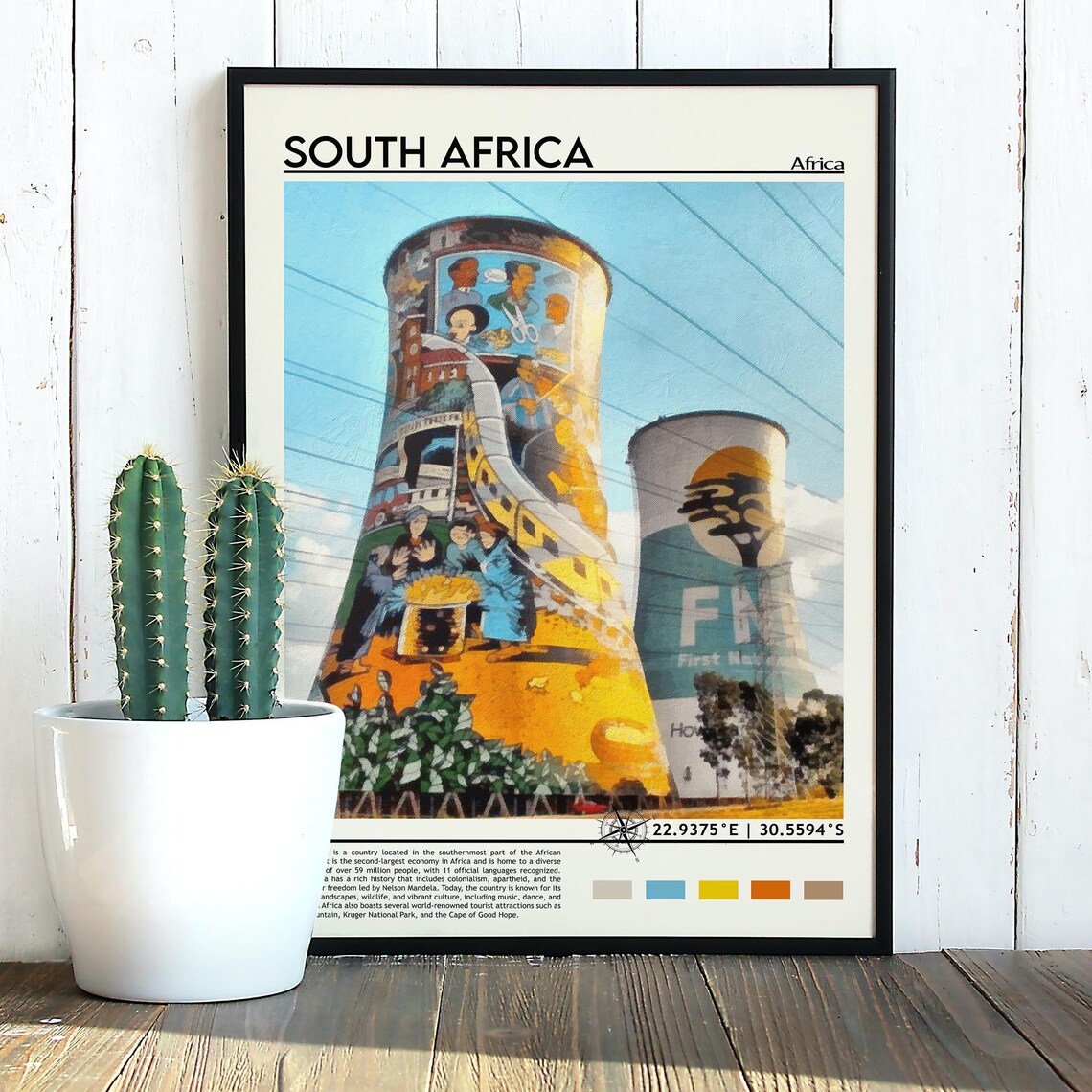 South Africa Orlando Towers Mural Johannesburg Travel Poster - Image 2