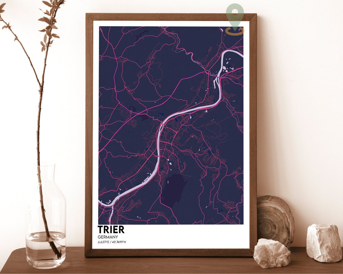 Trier Germany Soft Pastel Beige Blue Minimalist City Map Decor Poster - Image 2