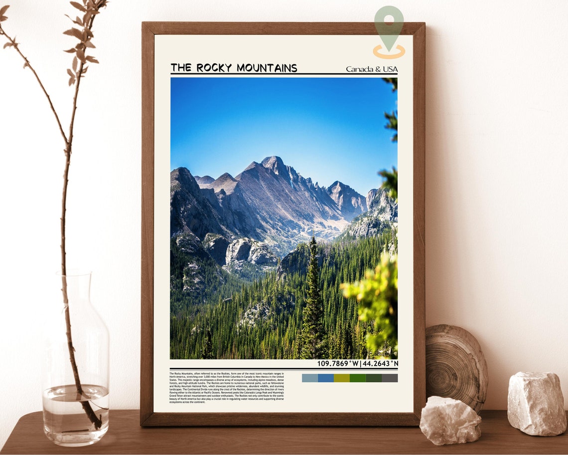 The Rocky Mountains Blue Sky Peaks Pine Forest Summer Photo Poster
