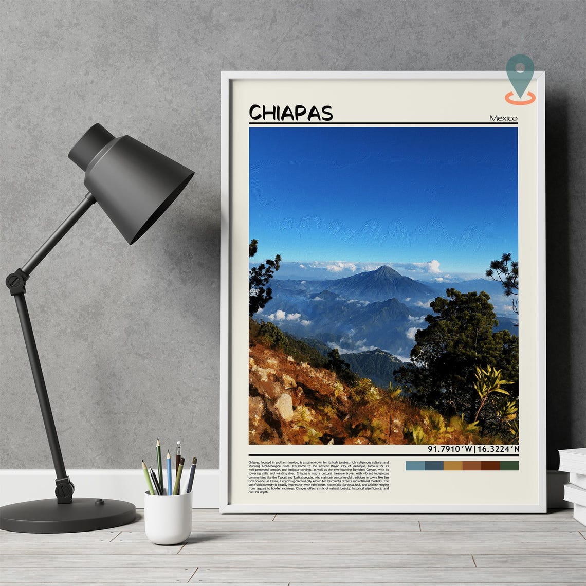 Chiapas Mexico Misty Mountain Volcano Vista Nature Travel Poster - Image 3