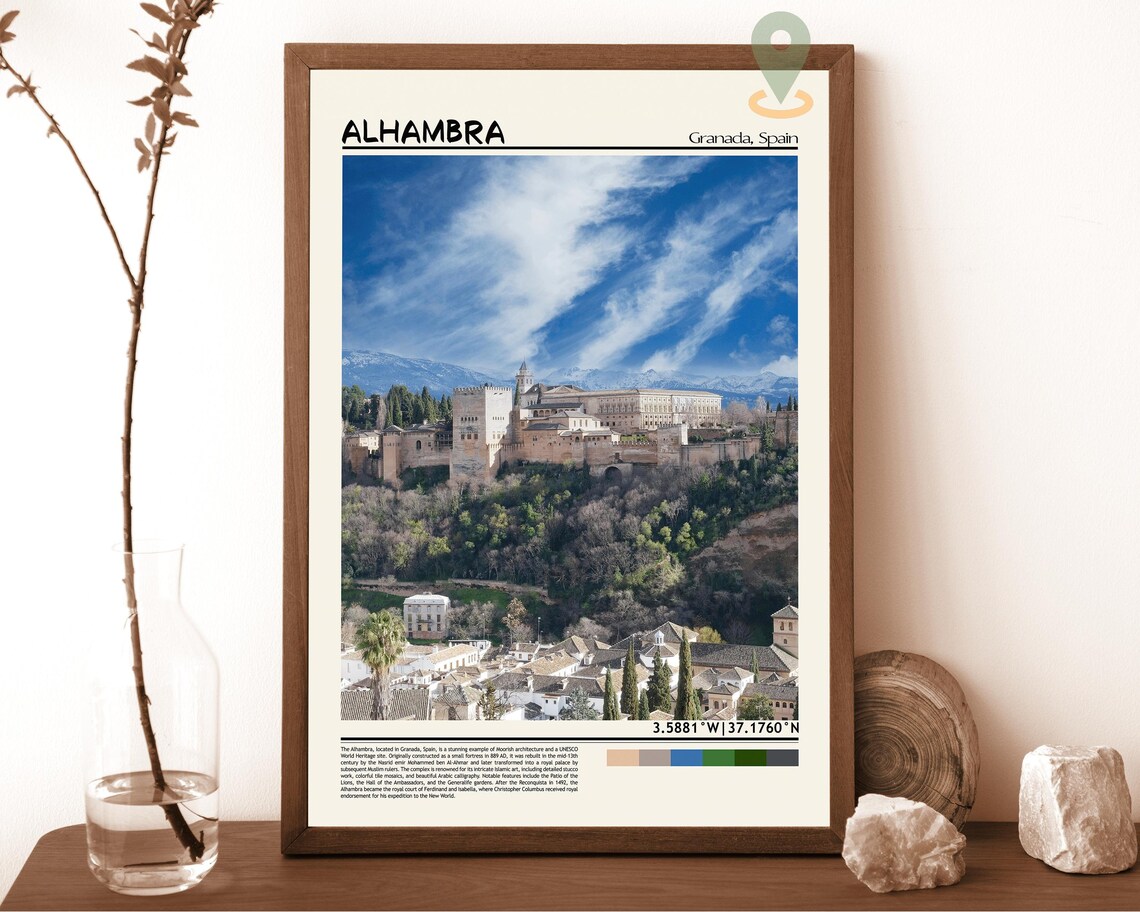 Alhambra Granada Spain Moorish Palace Hilltop Summer Photo Poster