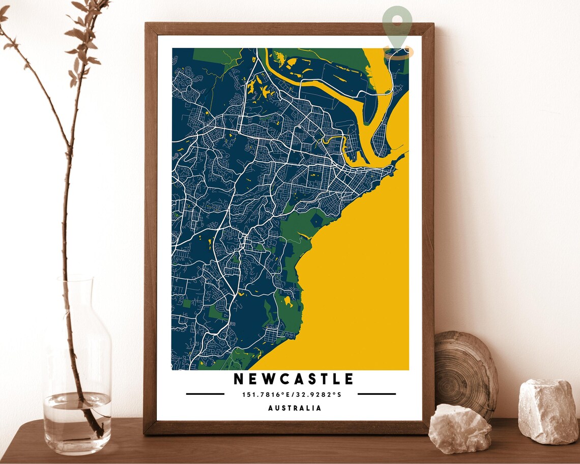 Newcastle Australia City Street Map Coastal Art Print for Australian Homes - Image 2