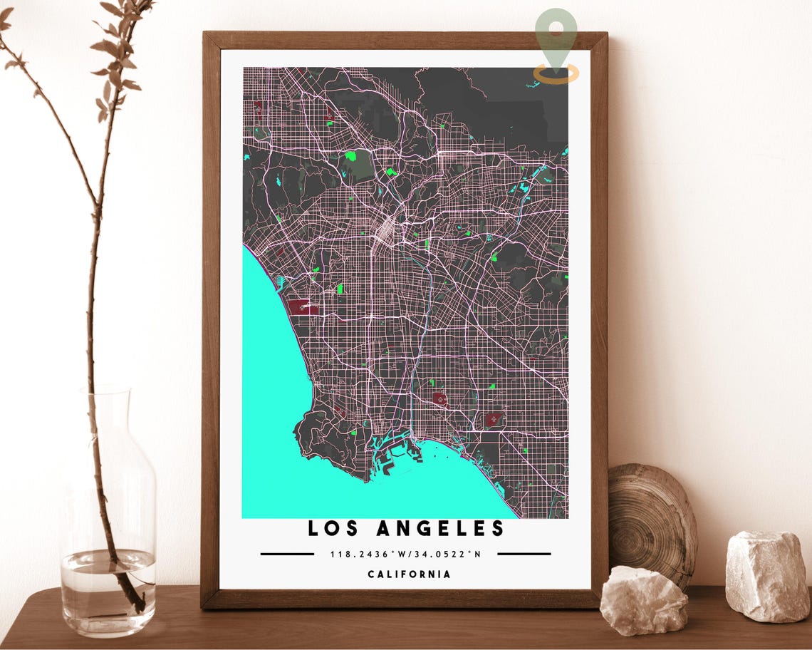 Los Angeles Map Los Angeles Map Print Los Angeles Wall Art Los Angeles Travel Poster Los Angeles Poster Los Angeles California - Image 4
