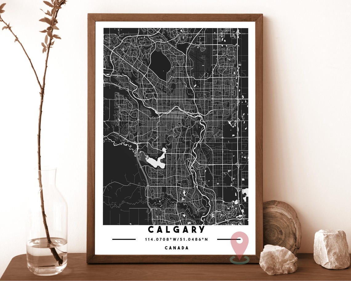 Calgary Canada City Street Map Sepia Brown Poster Wall Decor - Image 2