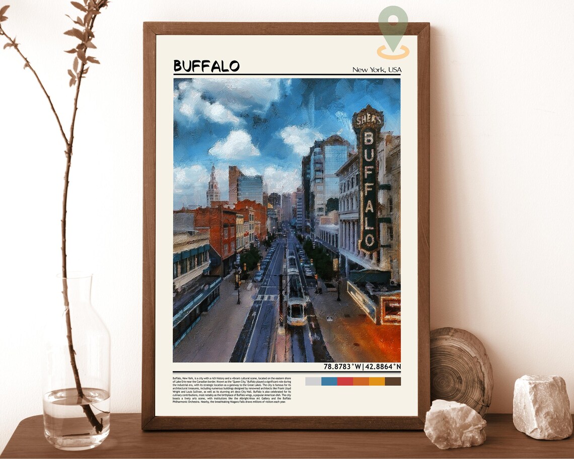 Buffalo Print Buffalo Wall Art Buffalo Poster Buffalo Photo Buffalo Poster Print Buffalo Travel Poster Buffalo New York Poster