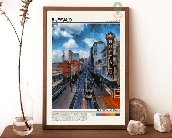 Buffalo Print Buffalo Wall Art Buffalo Poster Buffalo Photo Buffalo Poster Print Buffalo Travel Poster Buffalo New York Poster