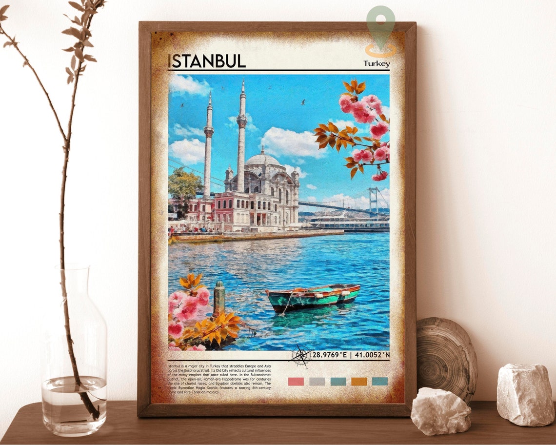 Istanbul Ortakoy Mosque Bosphorus Waterfront Turkey Travel Poster - Image 6