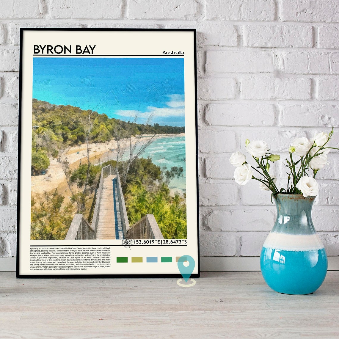 Byron Bay Australia Coastal Boardwalk Beach Surf Travel Poster - Image 5