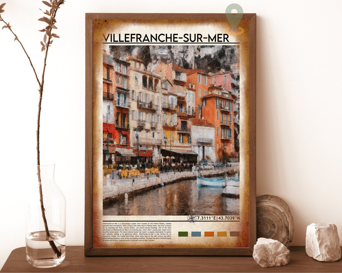Villefranche Sur Mer French Riviera Painted Waterfront Travel Poster - Image 6