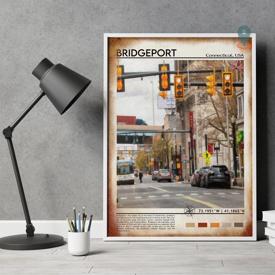 Bridgeport Print Bridgeport Poster Bridgeport Wall Art Bridgeport Travel Bridgeport Art Print Bridgeport Bridgeport Connecticut Print - Image 4