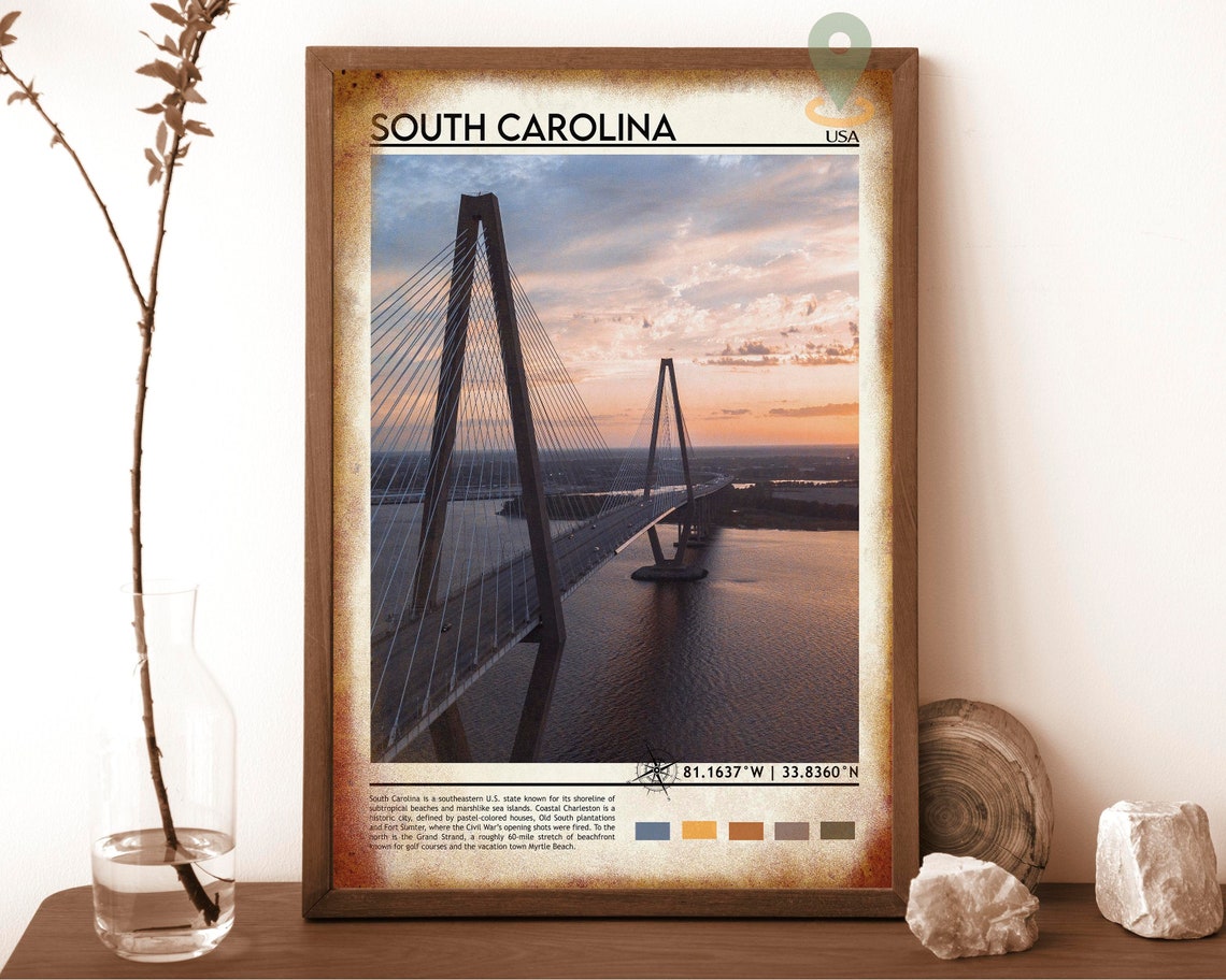 South Carolina Ravenel Bridge Sunset Cable Stayed Charleston Poster - Image 6