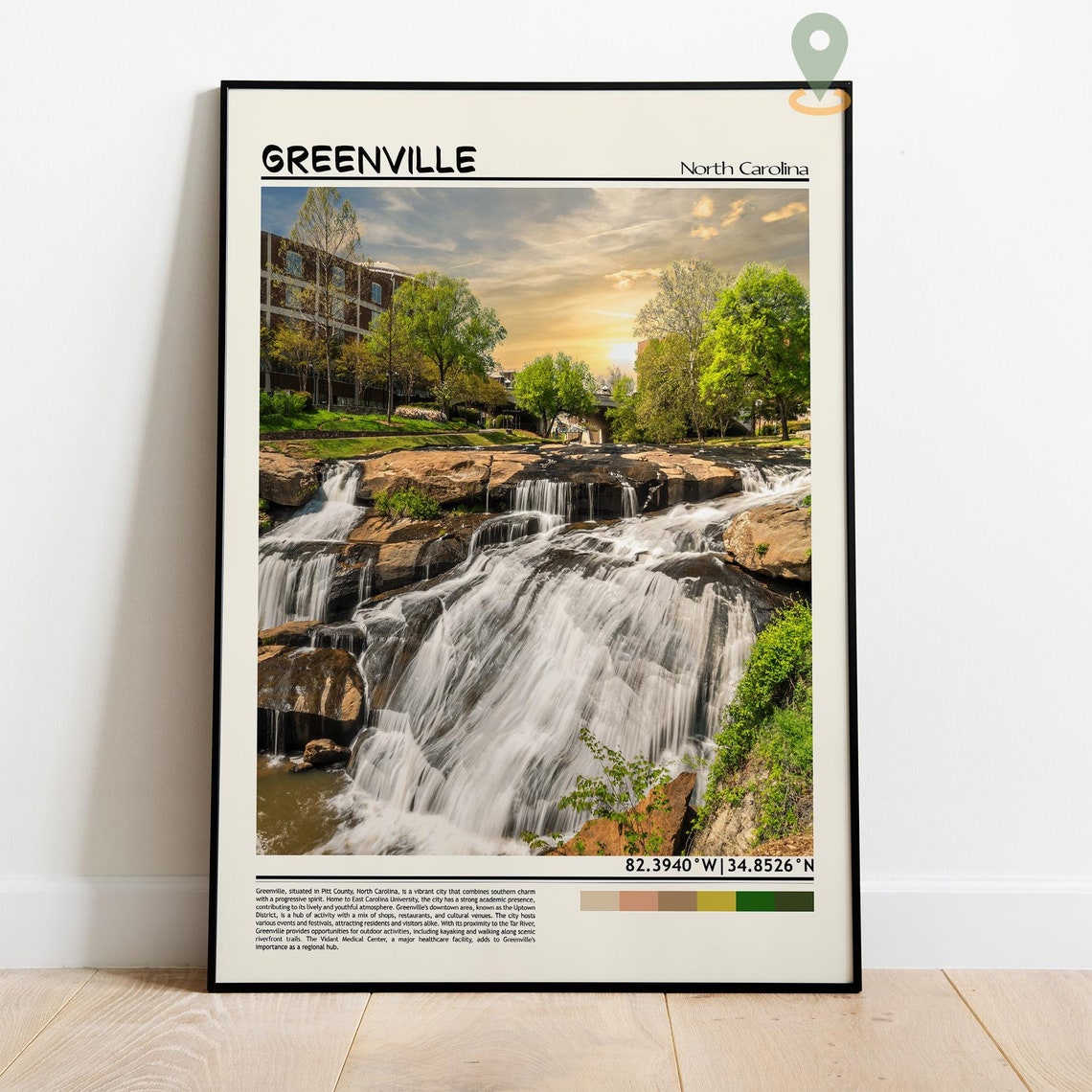 Greenville North Carolina Falls Park Waterfall Scenic Poster - Image 2