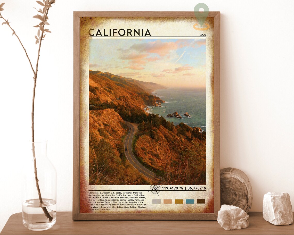 California Coastal Highway Sunset Golden Hour Scenic Travel Poster - Image 6