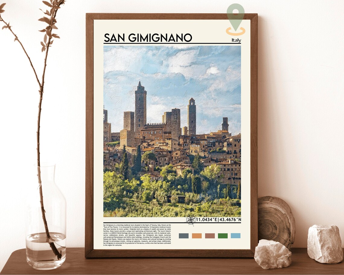 San Gimignano Italy Tuscan Medieval Stone Towers Travel Art Print