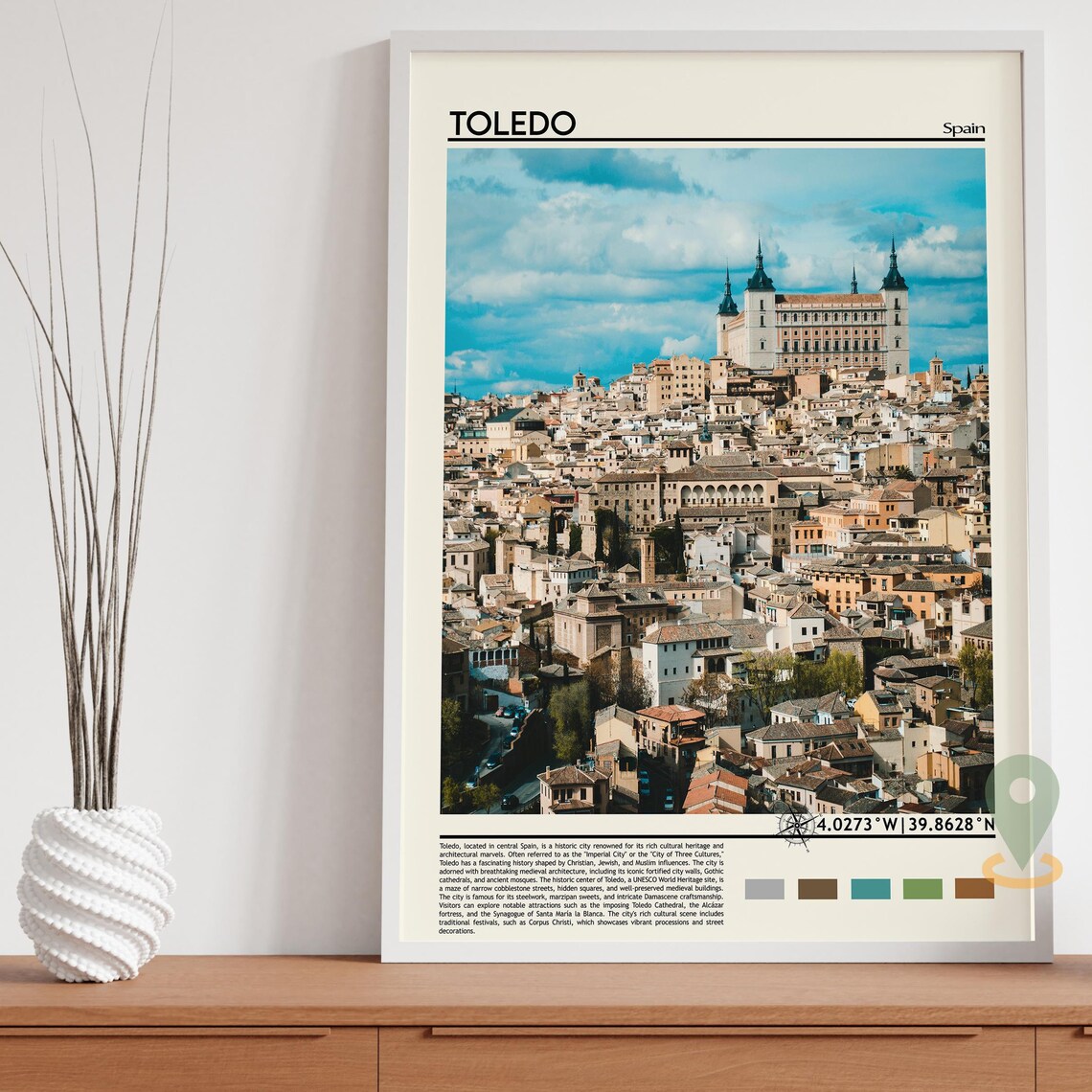 Historic Toledo Spain Alcazar Hilltop Old Town Travel Poster - Image 3