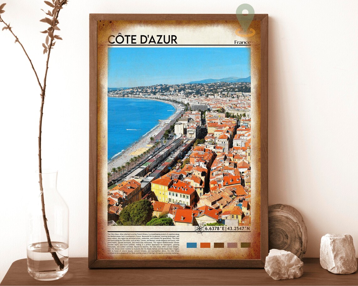 Côte d'Azur France Riviera Promenade Red Roofs Aerial Photo Poster - Image 6