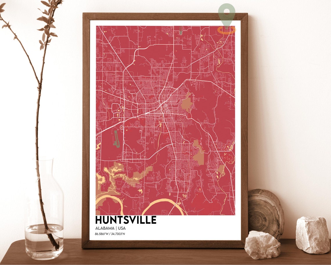 Huntsville Map Huntsville Map Print Huntsville Personalized Map Huntsville Wall Art Huntsville Travel Poster Huntsville Alabama Poster - Image 3