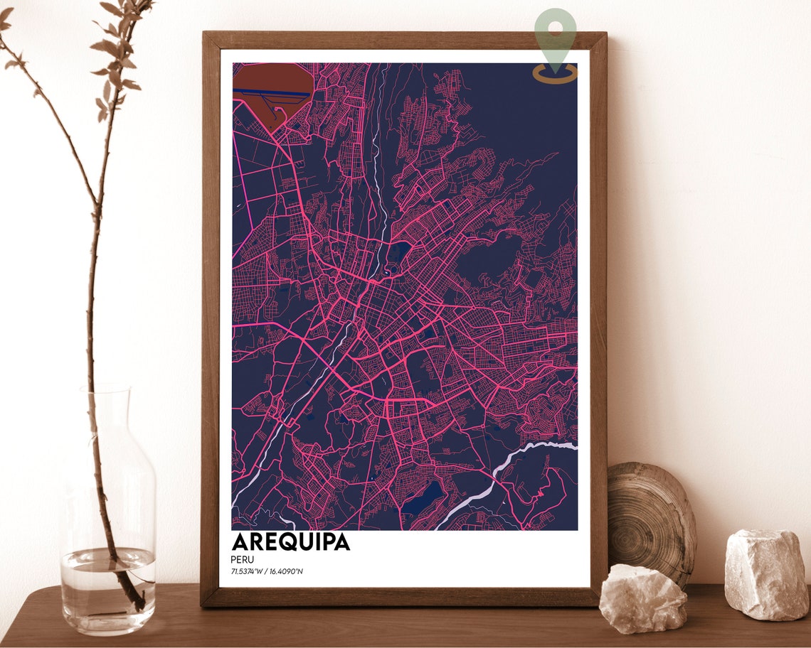 Arequipa Peru City Map Bold Red Modern White Street Art Poster - Image 6
