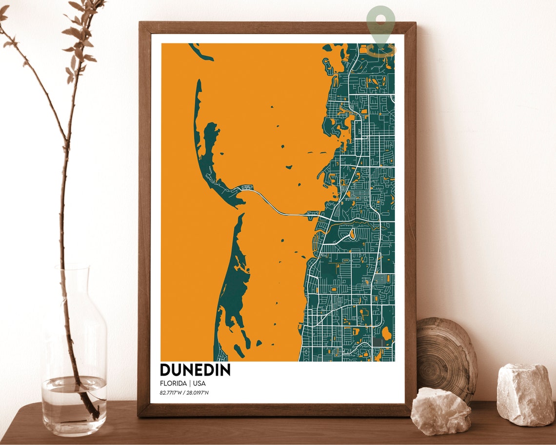 Dunedin Florida USA Cyan Gulf Coast Minimal Street Map Poster - Image 6