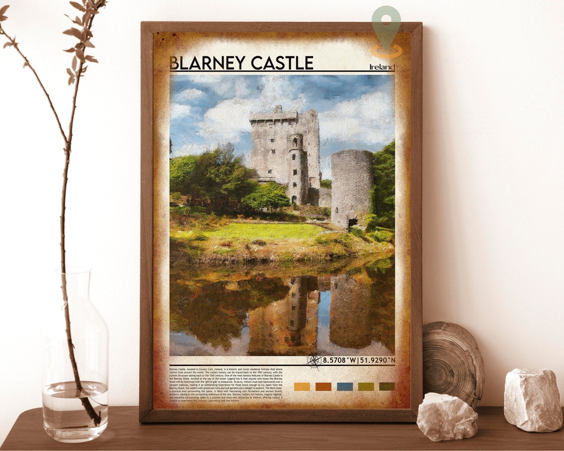 Blarney Castle Ireland Medieval Tower Lake Reflection Travel Poster - Image 6