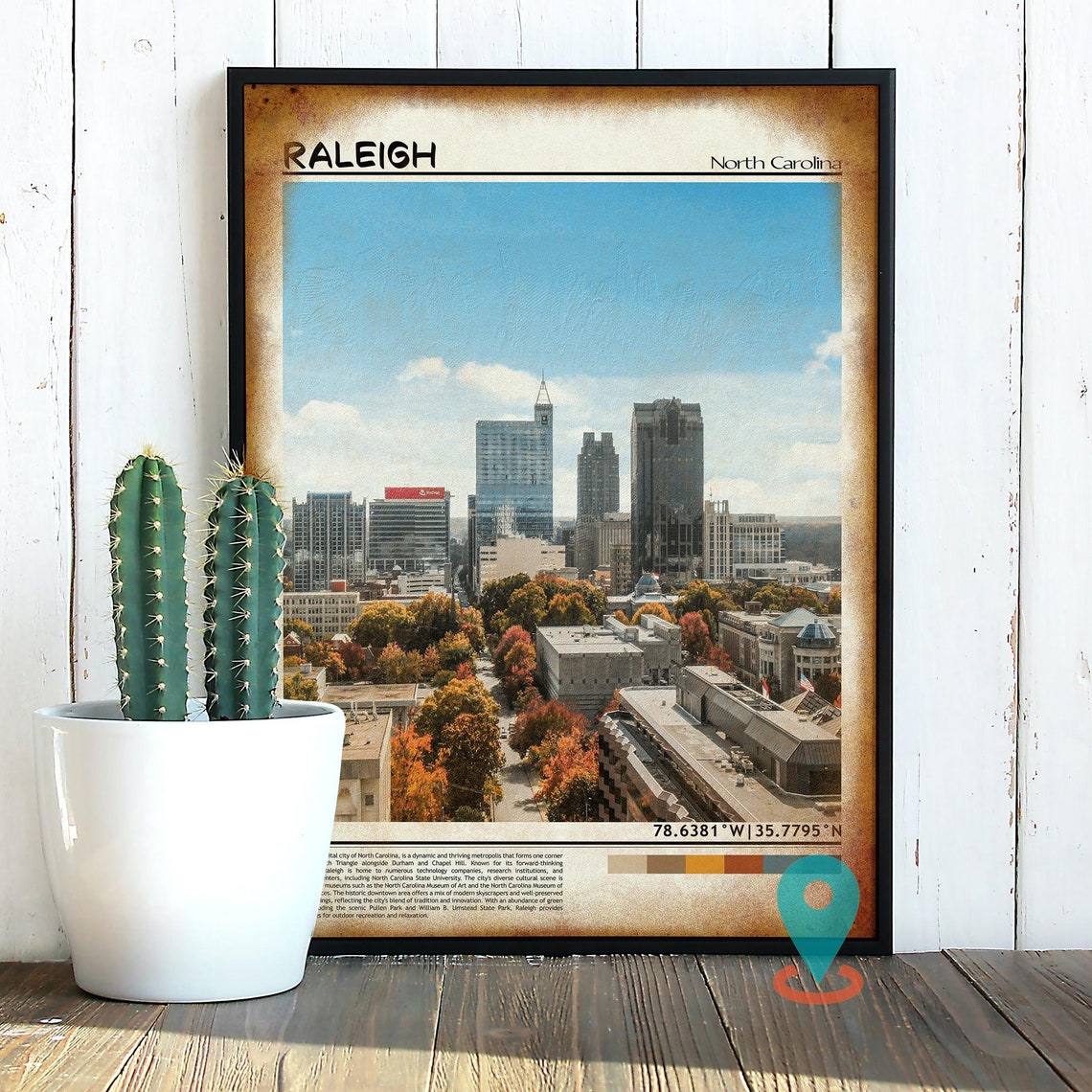 Raleigh North Carolina Downtown Skyline Fall Foliage View Poster - Image 2