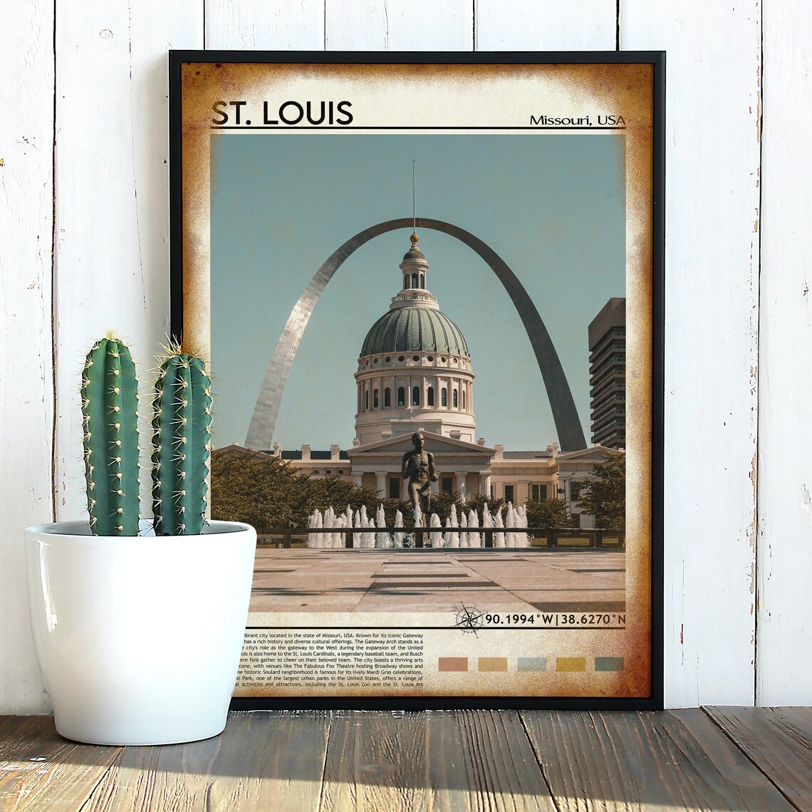 St Louis Missouri Gateway Arch Courthouse Fountain Travel Poster - Image 4