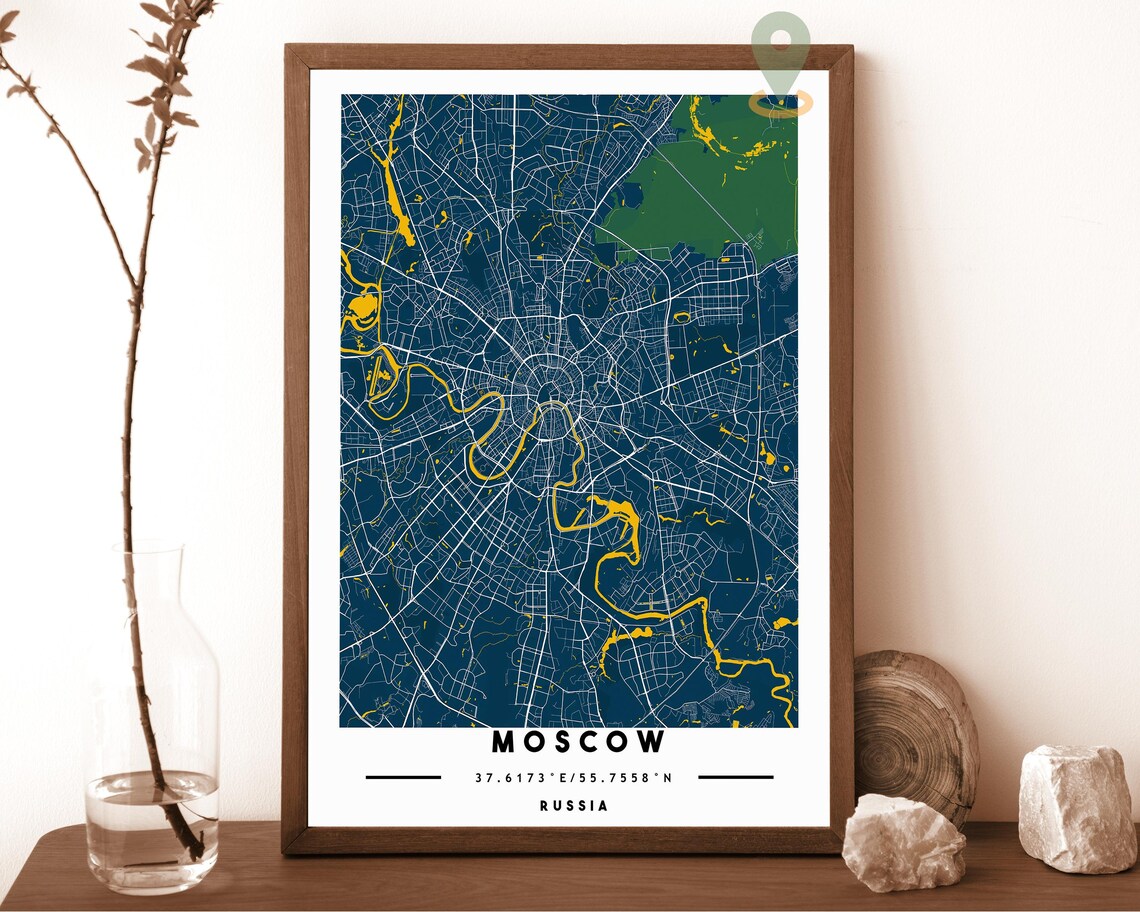 Moscow Russia City Street Map Cream Modern Art Print for Vintage Map Lovers - Image 2