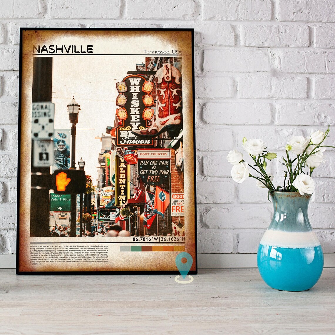 Nashville Tennessee Broadway Neon Honky Tonk Boot Sign Travel Poster - Image 2