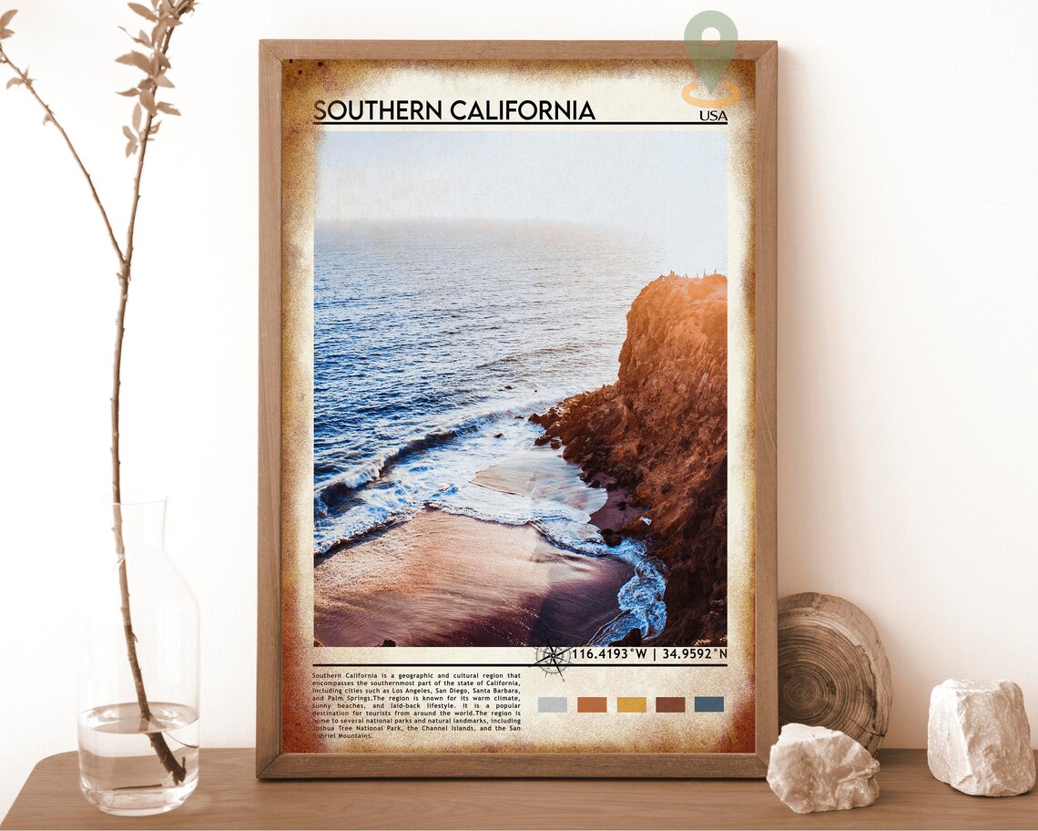 Southern California Sunset Coast Cliffs USA Travel Facts Poster - Image 6