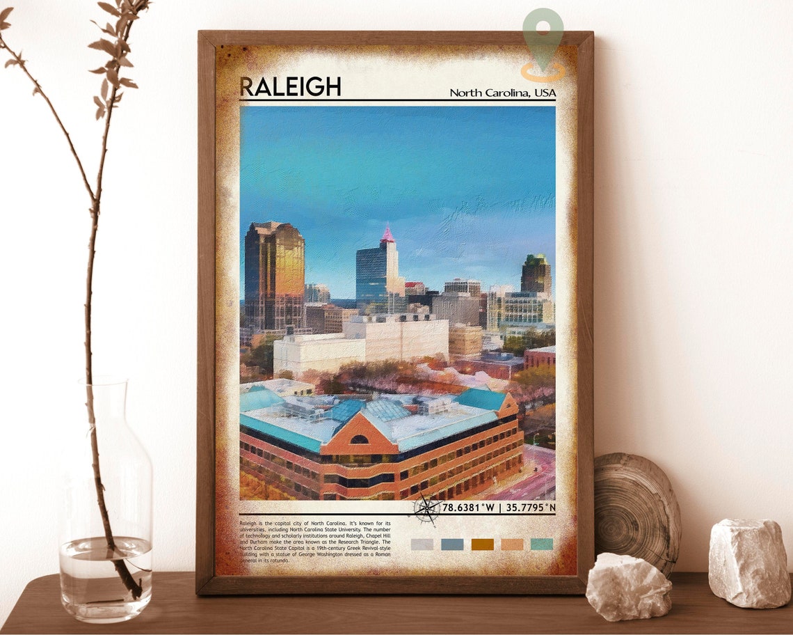 Raleigh North Carolina Downtown Skyline at Dusk USA Travel Poster - Image 6