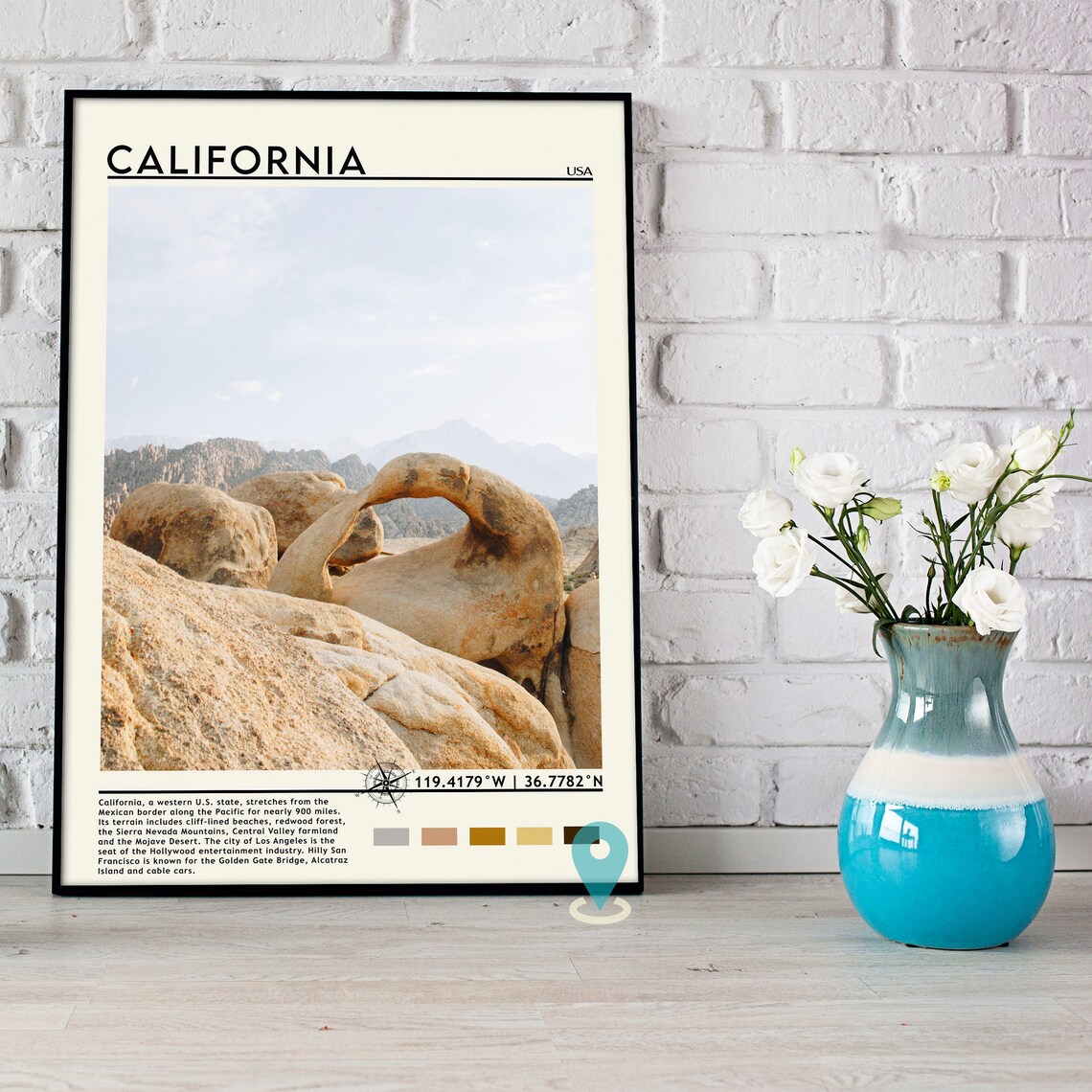 California USA Desert Rock Arch Formation Scenic Travel Poster - Image 5