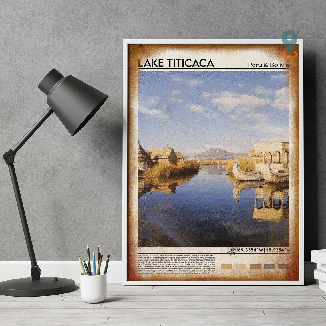 Lake Titicaca Peru Bolivia Floating Reed Islands Boats Photo Poster - Image 4
