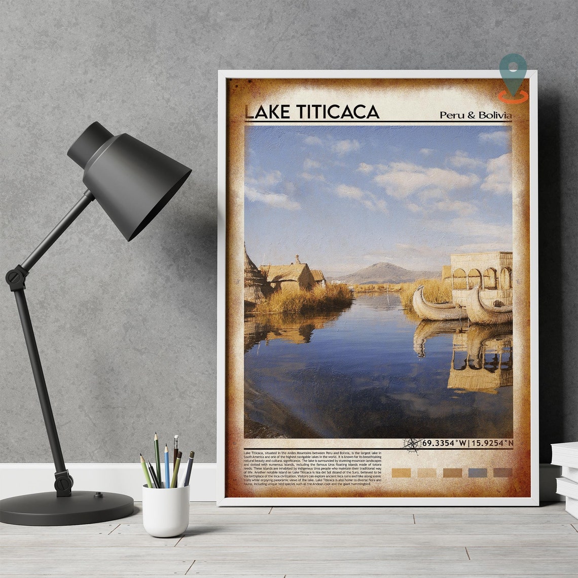 Lake Titicaca Travel Print Lake Titicaca Travel Poster Lake Titicaca Design Lake Titicaca Wall Art Lake Titicaca Painting - Image 4