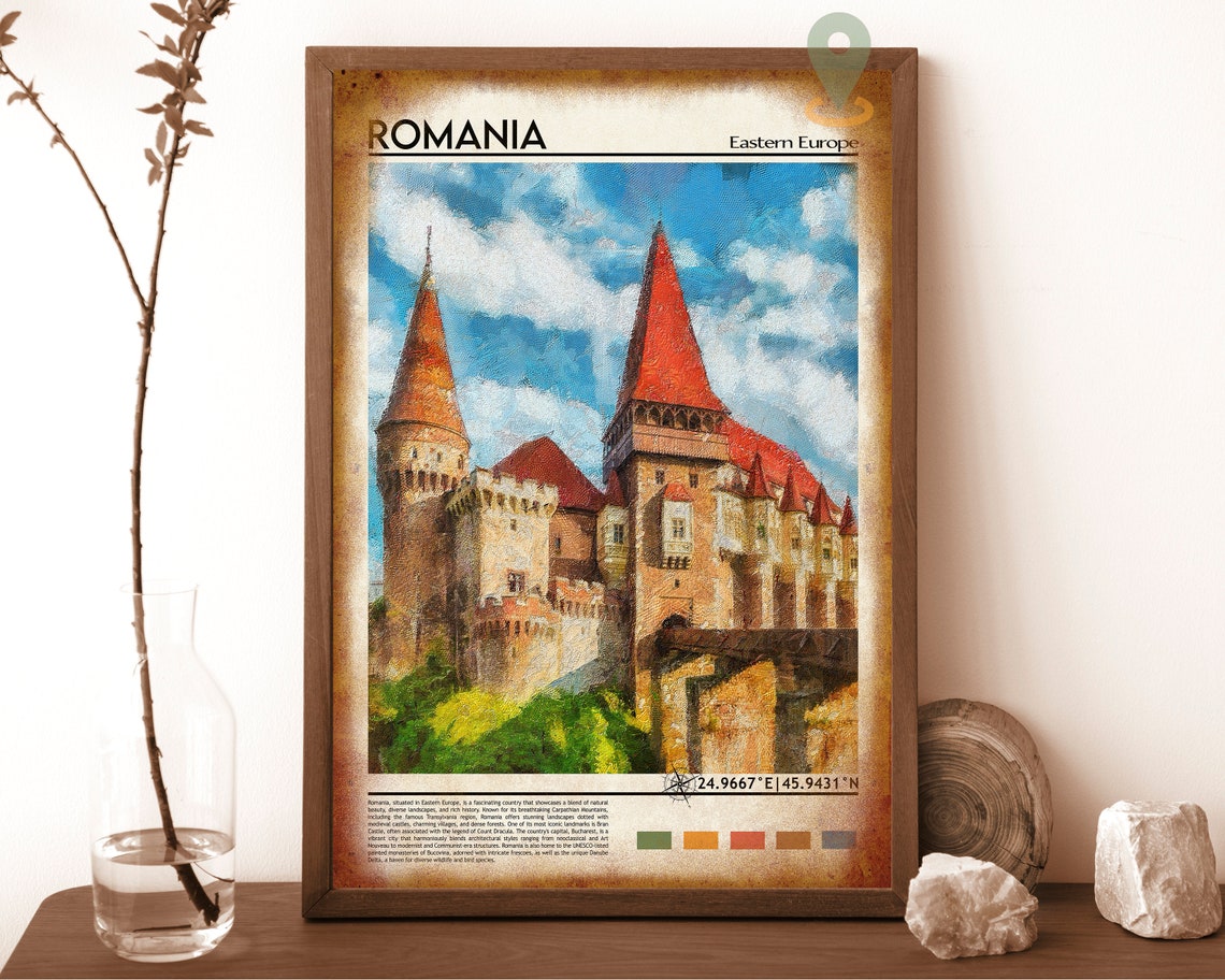 Romania Corvin Castle Eastern Europe Watercolor Travel Poster - Image 6