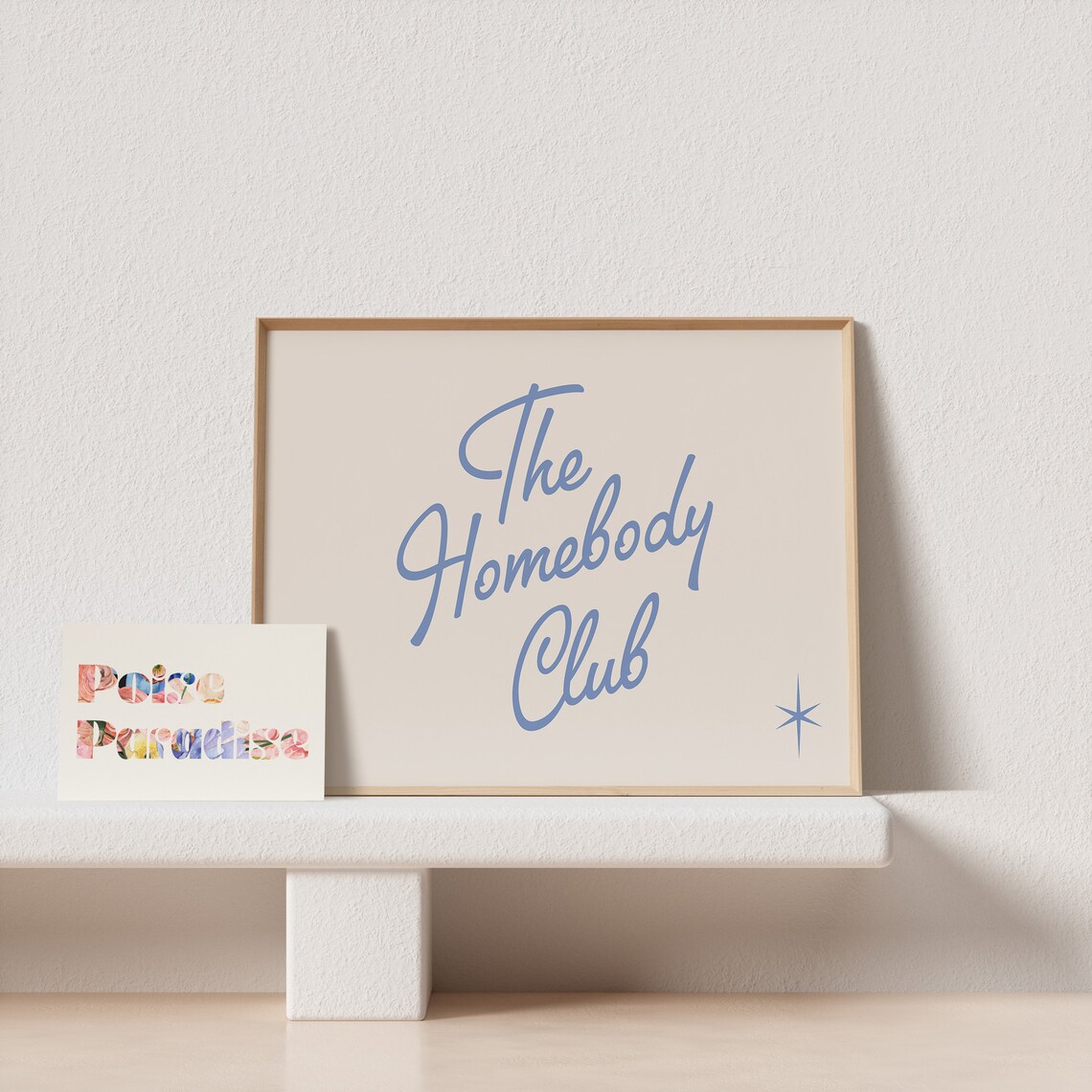 The Homebody Club Beige Blue Poster Print - Image 4