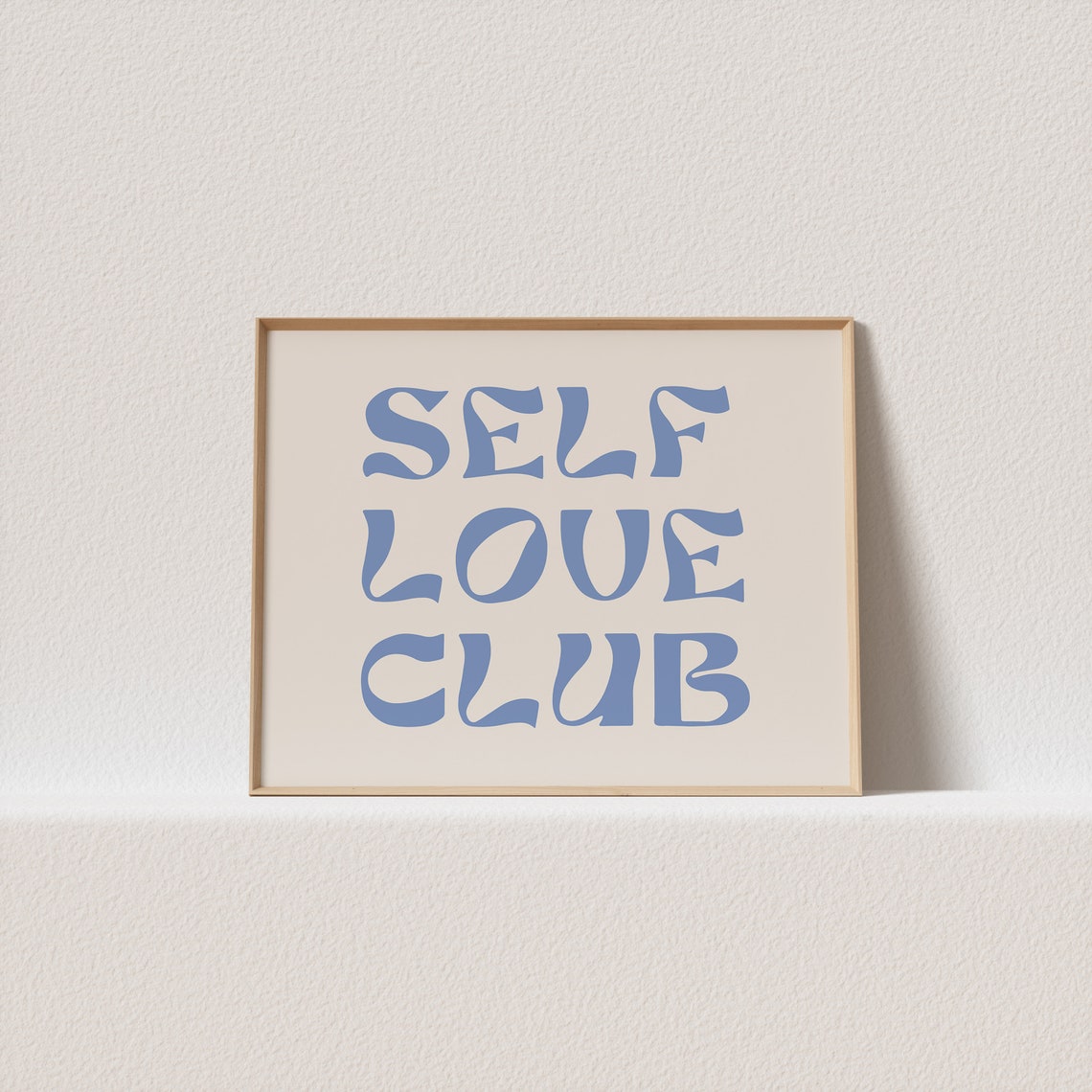 Self Love Club Horizontal Blue Wave Lettering Typography Poster