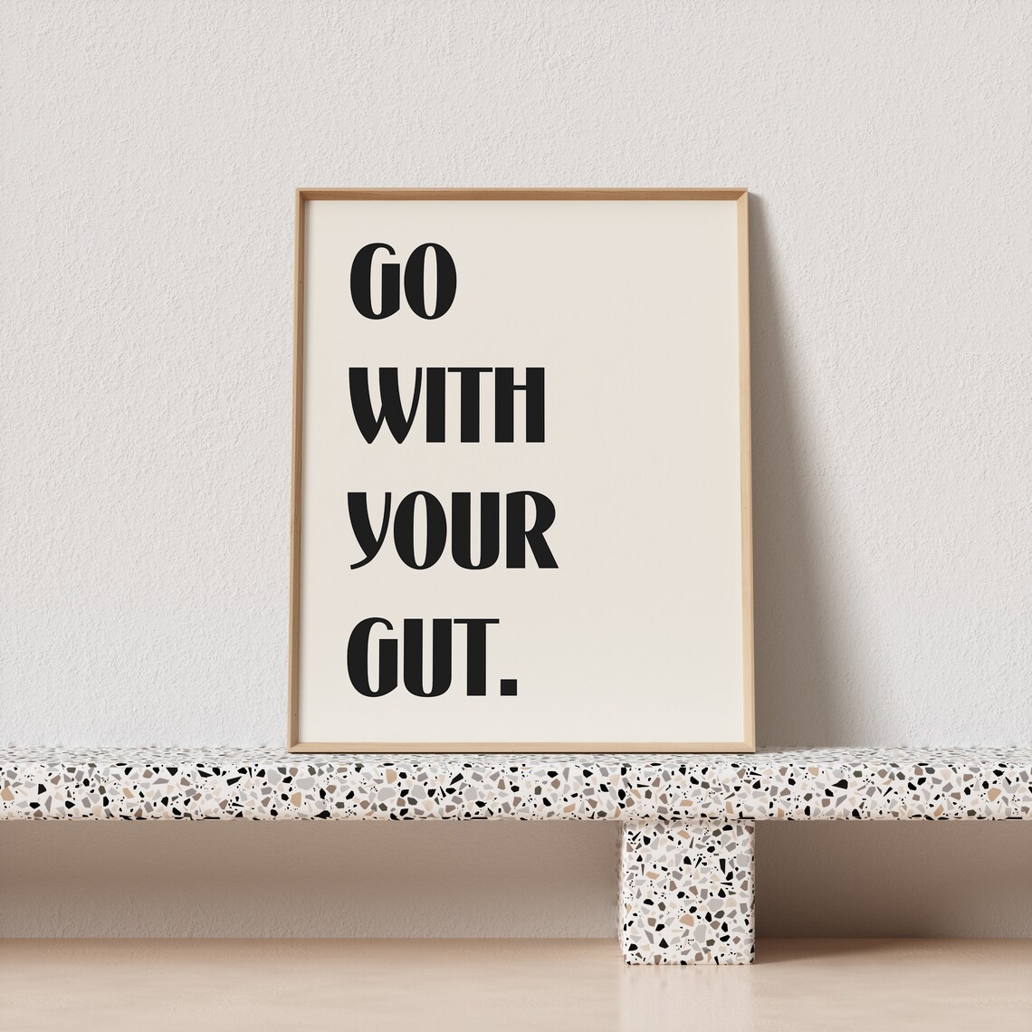 Go with Your Gut Bold Stacked Quote Poster in Black on Cream - Image 3