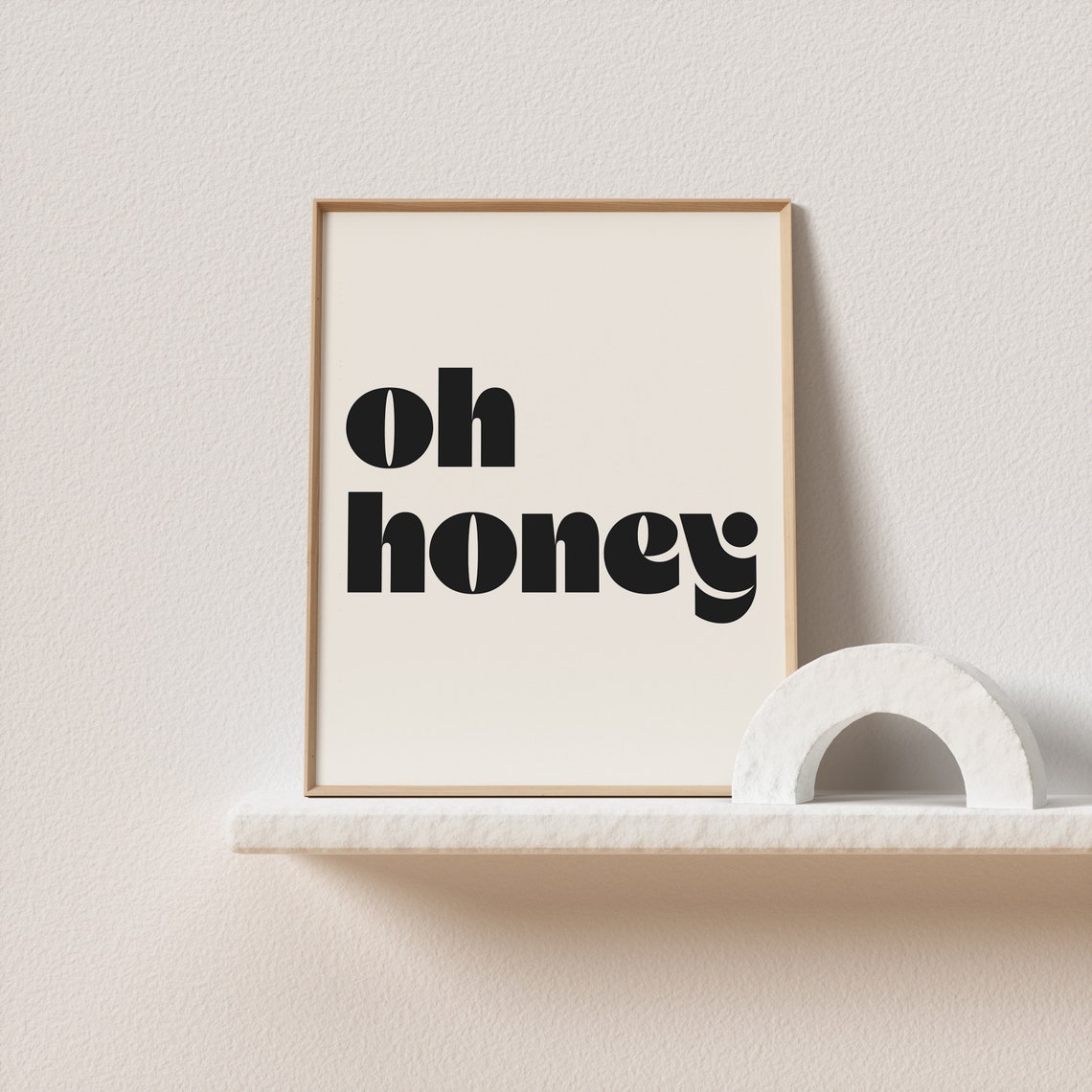 Oh Honey Bold Geometric Typography Poster in Black and Cream - Image 2