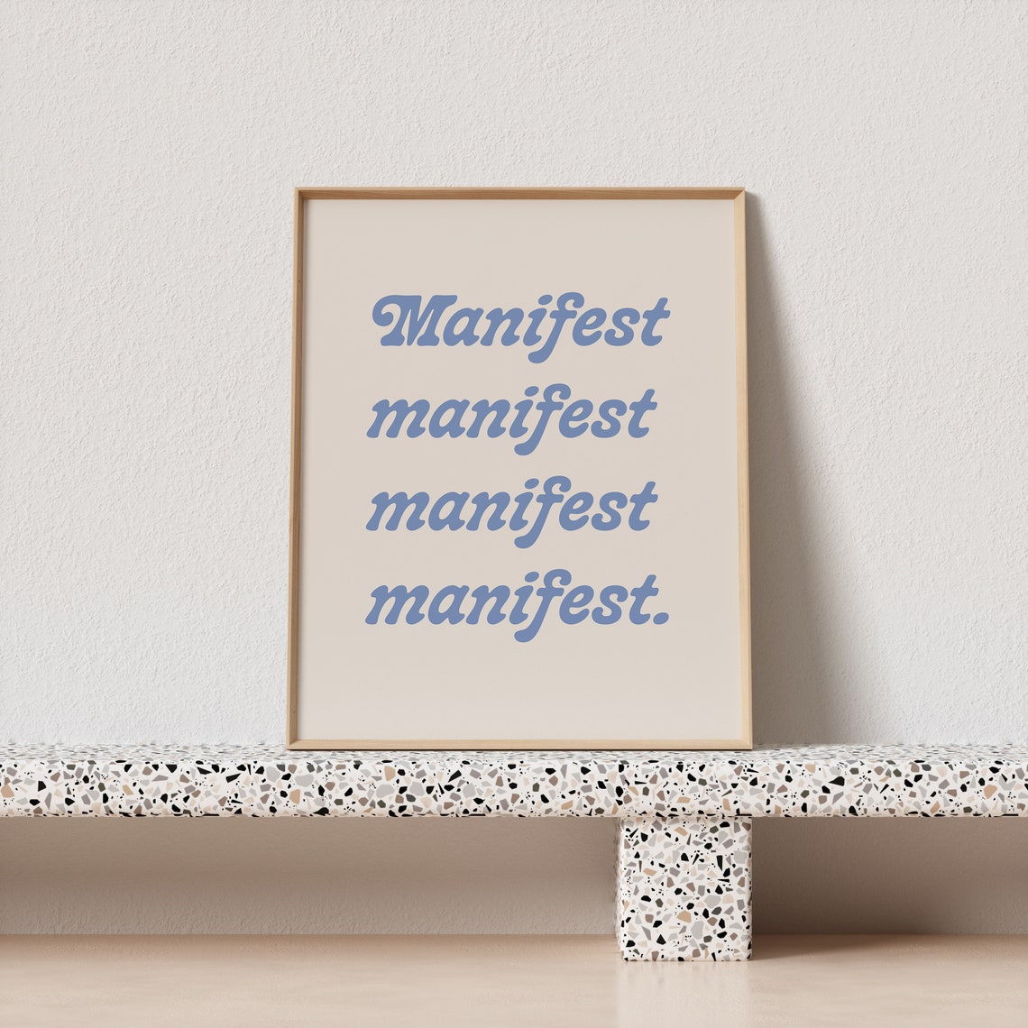 Manifest Blue Retro Script Affirmation Poster For Vision Board Walls - Image 3