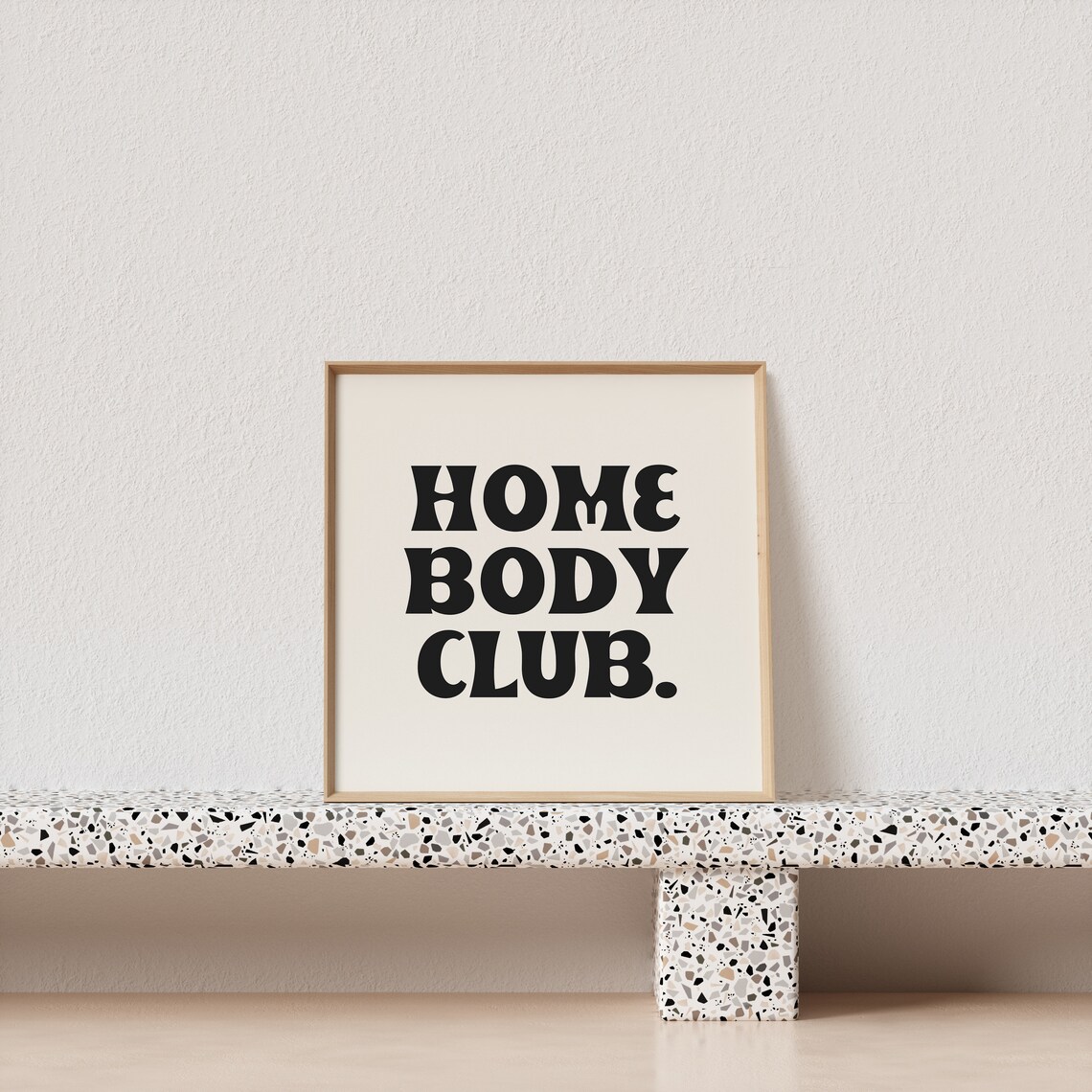 Home Body Club Black Retro Square Cozy Typography Quote Poster - Image 3