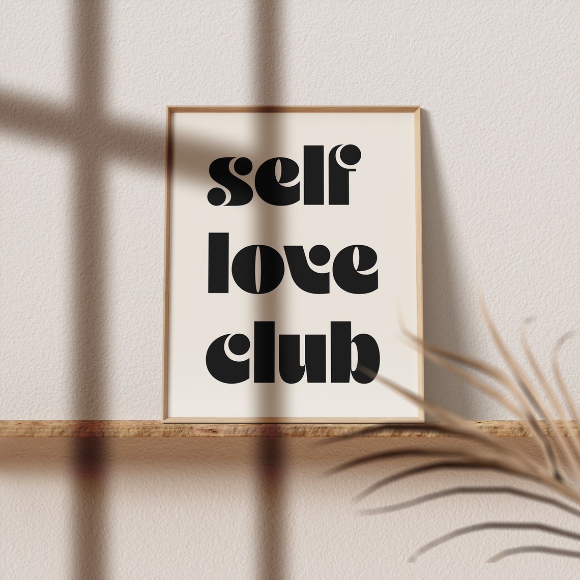 Self Love Club Bold Retro Lowercase Typography Poster Black Cream - Image 2