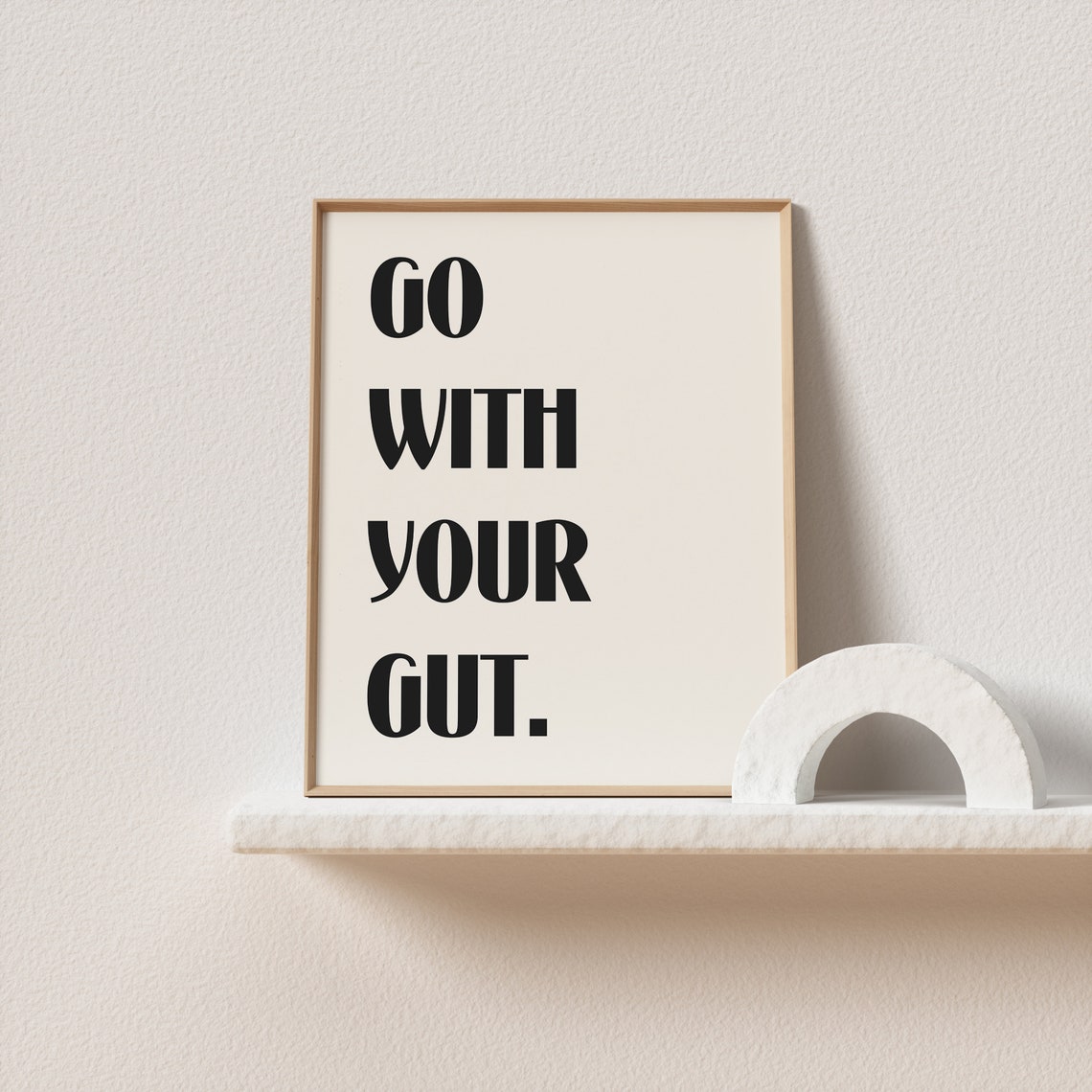 Go with Your Gut Bold Stacked Quote Poster in Black on Cream - Image 2